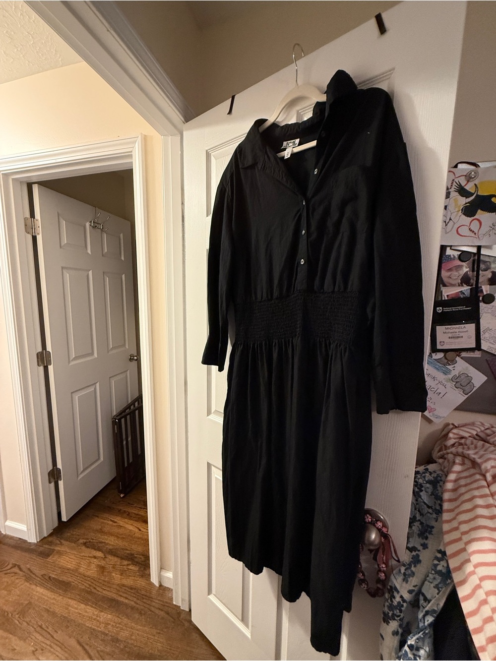 Black Long-Sleeve Smocked Waist Dress - Future Collective